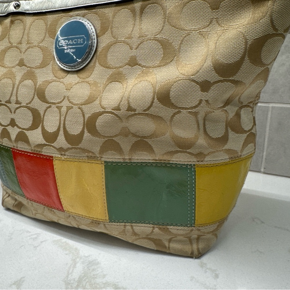 Coach Beige And Multicolor Patchwork Tote Logo - image 3